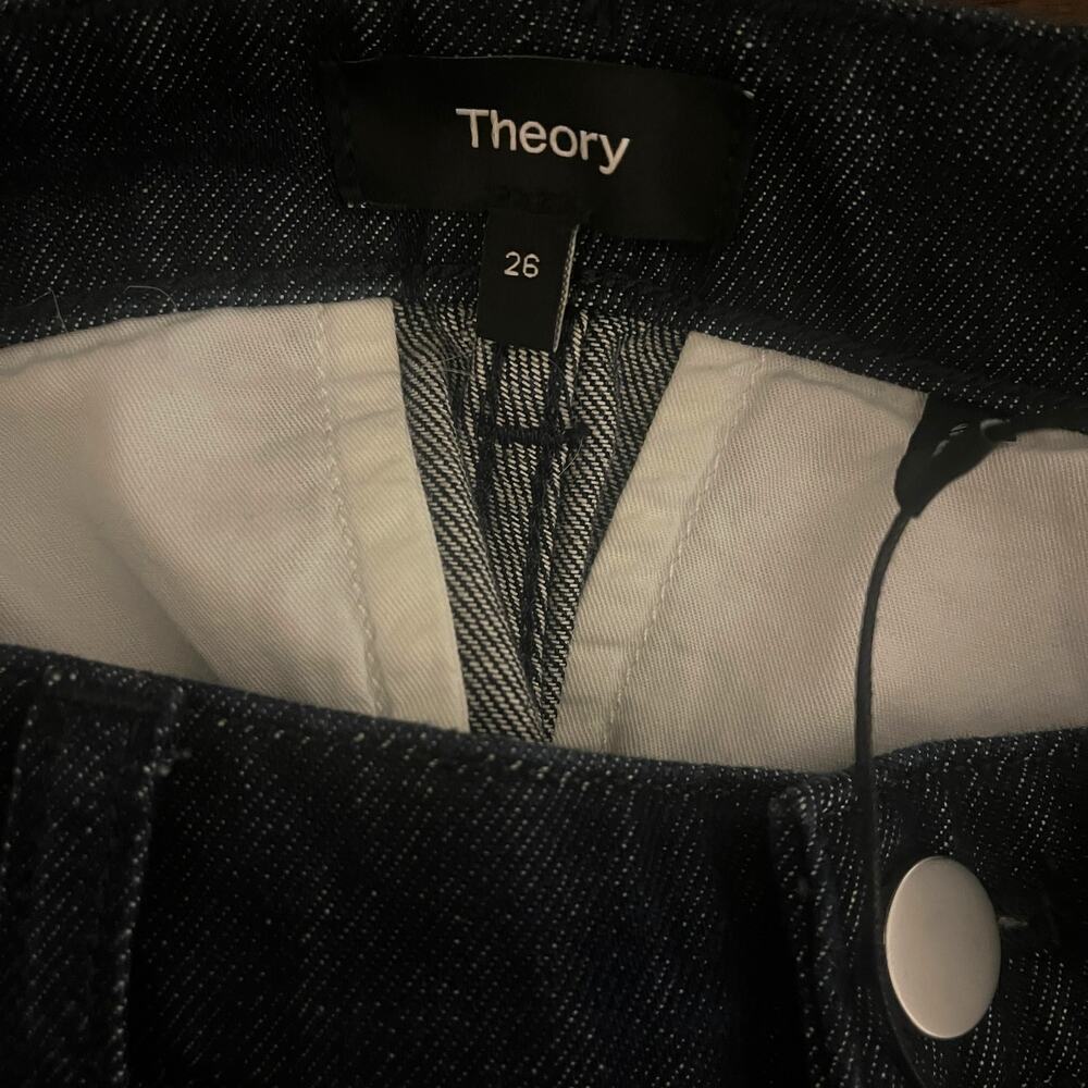 Theory Pleated Wide Leg Denim Pants Jeans Indigo Blue Size 26 - Picture 8 of 8